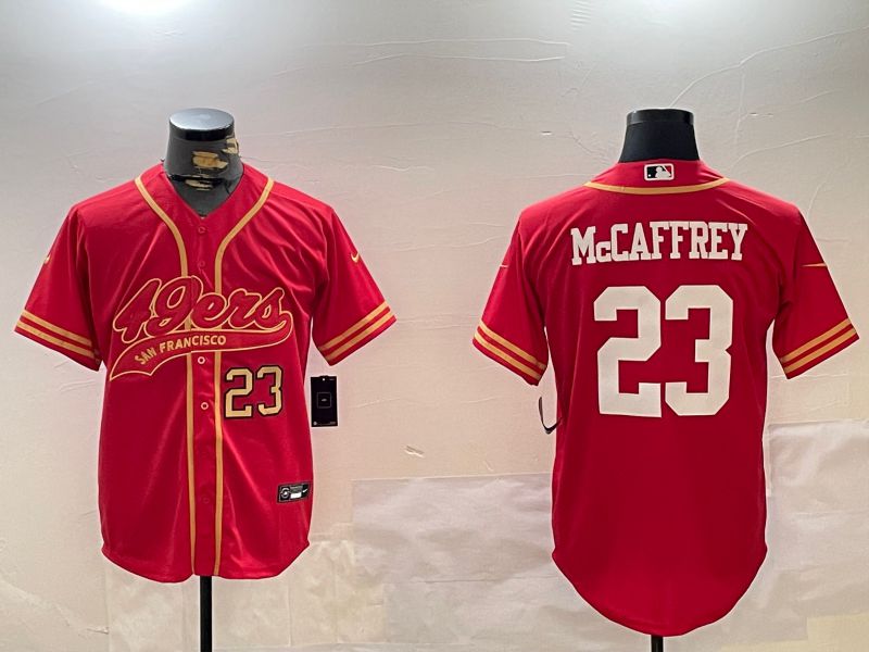 Men San Francisco 49ers #23 Mccaffrey Red Joint Name 2024 Nike Limited NFL Jersey style 12094